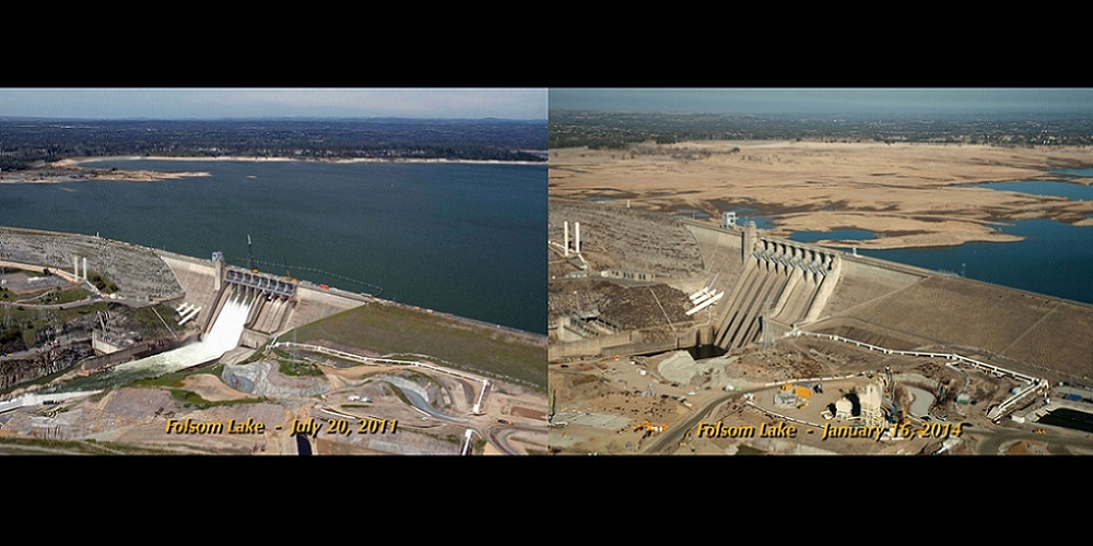 Het noorden van de Amerikaanse staat Californië heeft te kampen met verdroging. Waterreservoirs zoals Folsom Lake zien hun niveau geleidelijk dalen