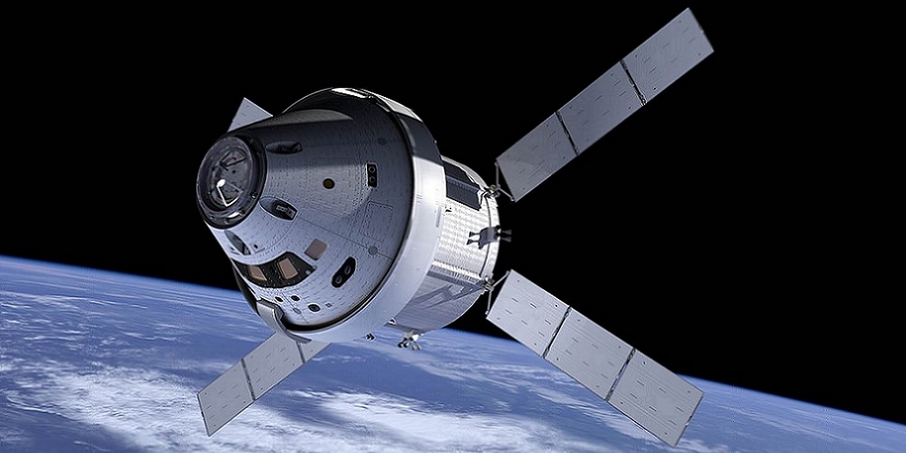 Artistieke impressie van het Orion Multi-Purpose Crew Vehicle in een baan om de Aarde