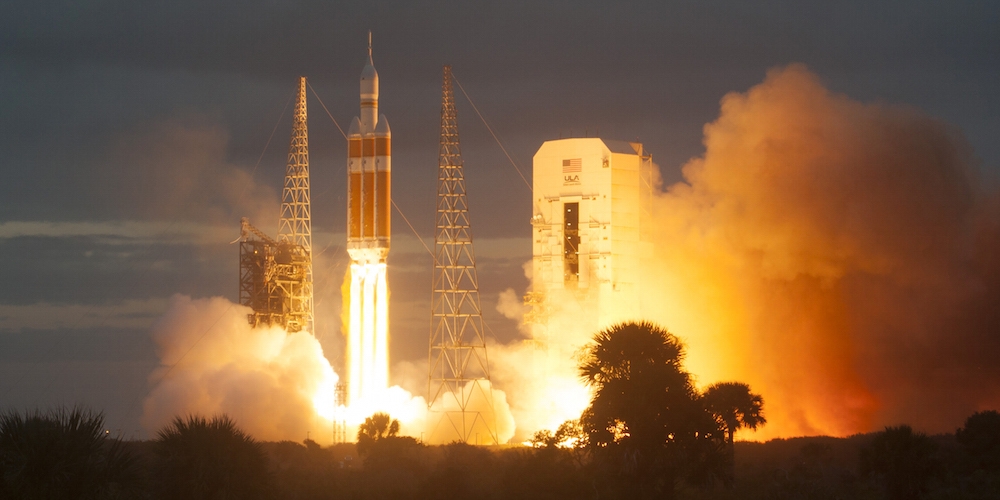 Lancering van de eerste Orion ruimtecapsule
