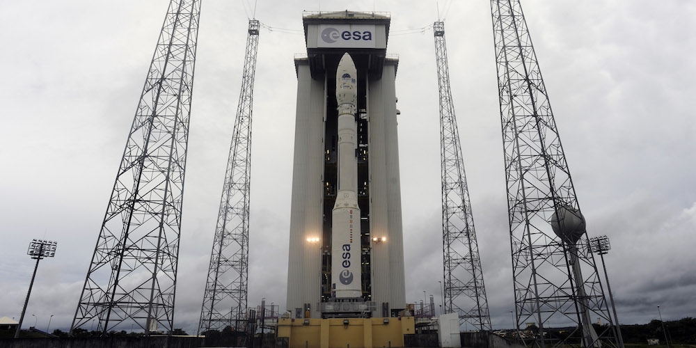 De Vega raket staat klaar op het lanceerplatform