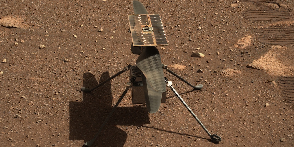 De kleine Mars-helikopter Ingenuity. 