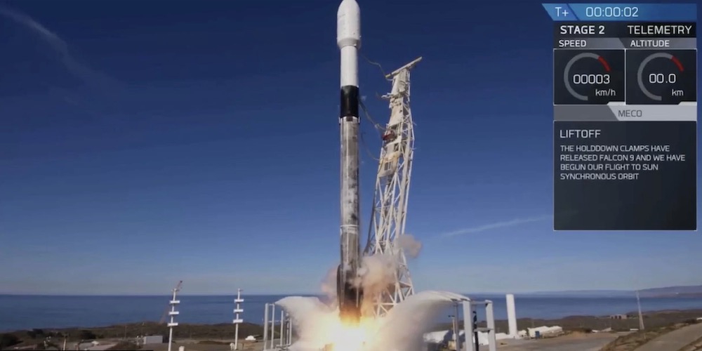 Lancering van de Falcon 9 raket op 3 december 2018.