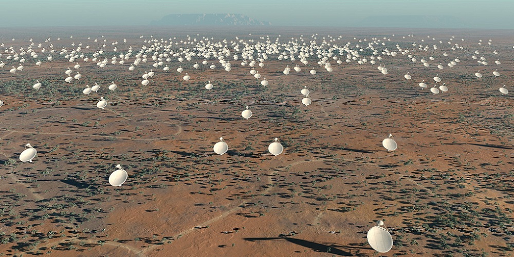 Artistieke impressie van het Square Kilometre Array (SKA).