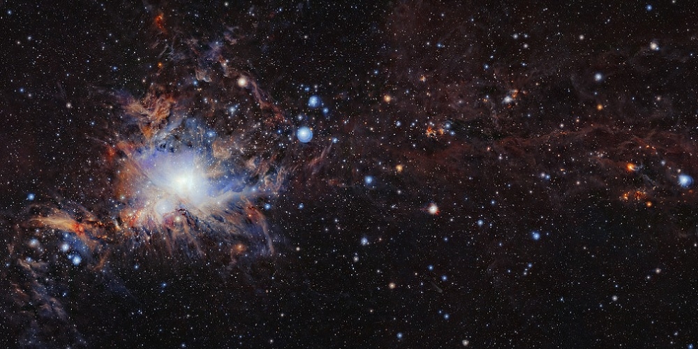Deze opname van de infrarood-surveytelescoop VISTA van de ESO-sterrenwacht op Paranal, in het noorden van Chili, maakt deel uit van het grootste hoge-resolutie infraroodmozaïek van Orion dat ooit is gemaakt.