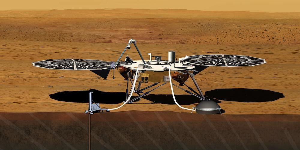 Artistieke impressie van de InSight Marslander