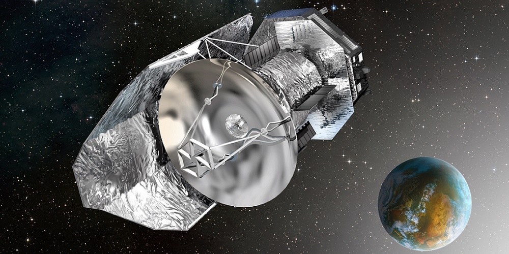 Artistieke impressie van de Europese Herschel ruimtetelescoop