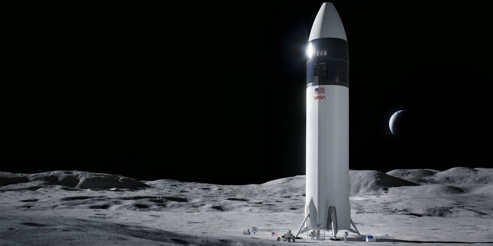 Artistieke impressie van de maanlander van SpaceX.