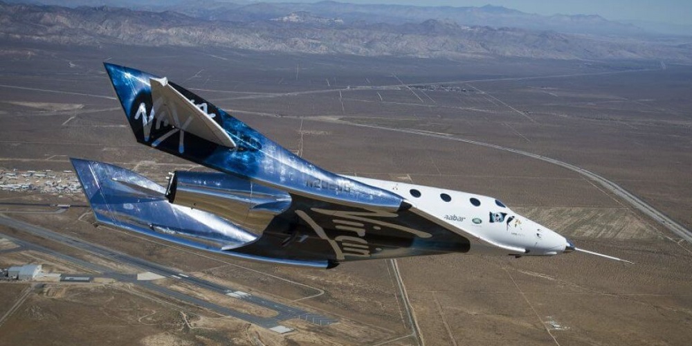 Het SpaceShipTwo ruimtevaartuig. 
