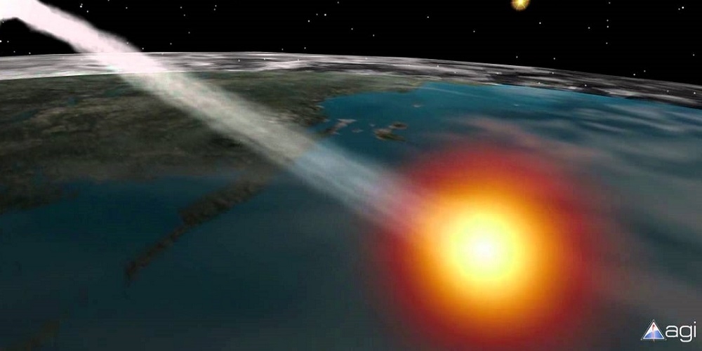 Computersimulatie van een satelliet die opbrandt in de atmosfeer van de Aarde