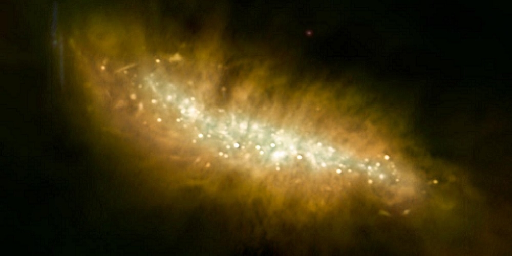 Radio-opname van de kern van het sterrenstelsel Messier 82