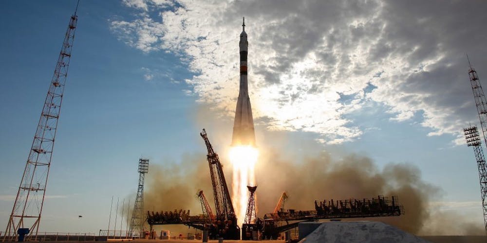 Lancering van een Russische Sojoez raket.
