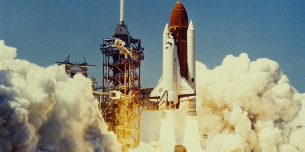 Lancering van het ruimteveer Challenger