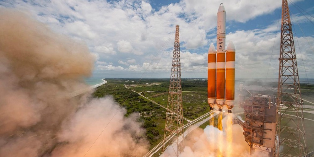 Lancering van een Delta IV Heavy raket. 