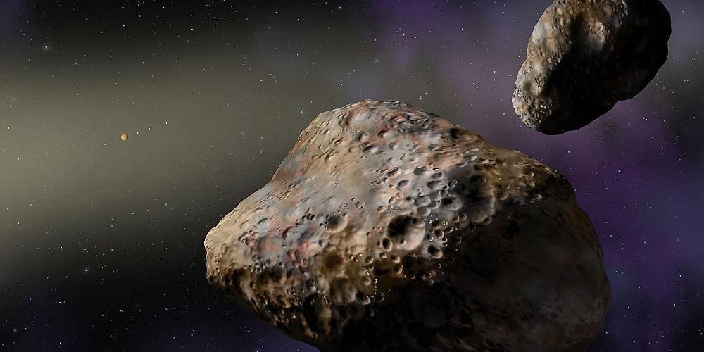 Artistieke impressie van enkele planetoïden.