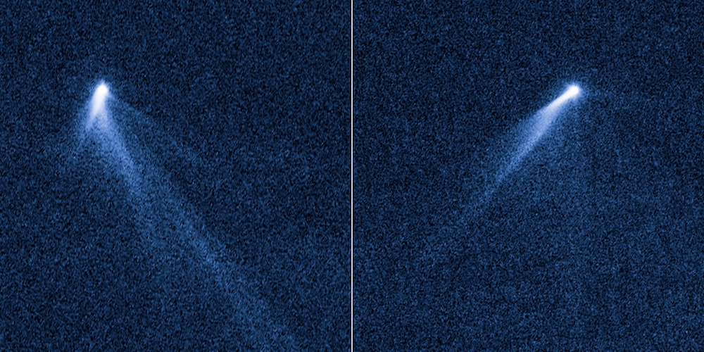 Opnamen gemaakt door de Hubble Space Telescope van de planetoïde P/2013 P5
