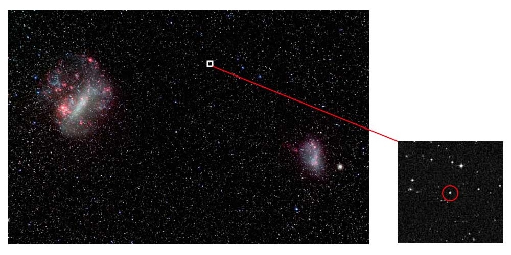 Locatie aan de sterrenhemel van de oudste ster in het universum