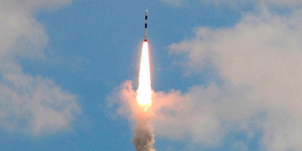 Lancering van een Indiase PSLV raket