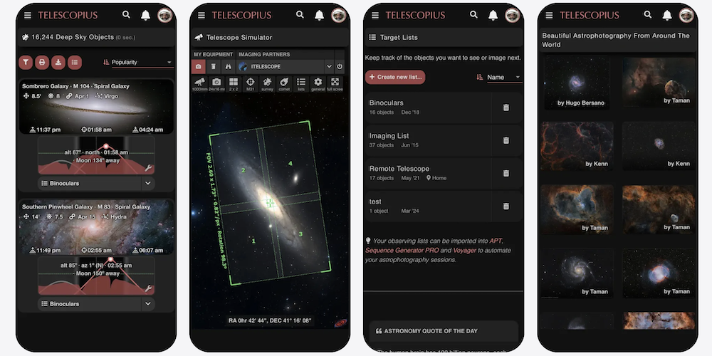 Telescopius: アマチュア天文家や天体写真家のための究極の計画アプリ!