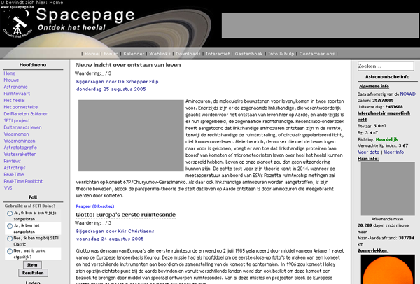 Spacepage in 2005